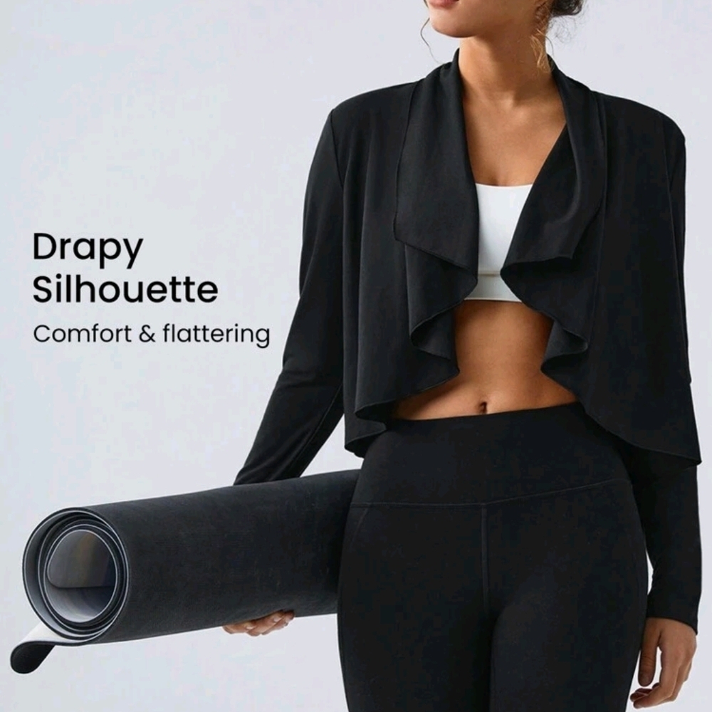 GLOWMODE Cloudknit Long Sleeve Swing Collar Draped Jacket Daily Casual Summer